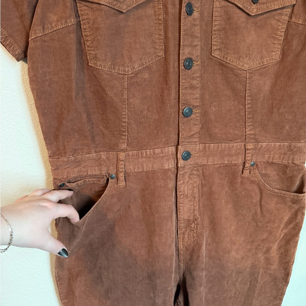 Women’s Cleo + Wolf Jumpsuit corduroy Brown Size XL Western Festival Cowboy - Picture 4 of 9